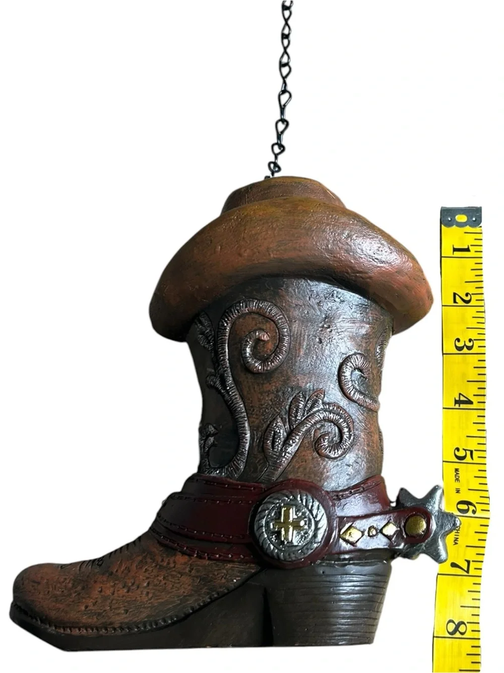 Rustic Western Cowboy Boot Birdhouse Hanging Decor New No Box - Picture 7 of 8